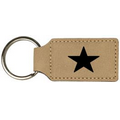 Key Chain - Light Brown Rectangle, Leatherette